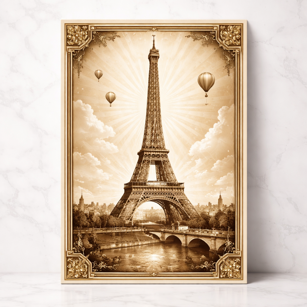 Affiche vintage de la Tour Eiffel style rétro
