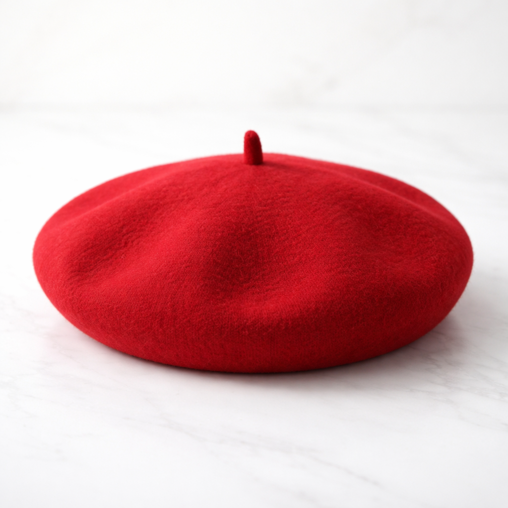 Béret parisien classique en laine rouge