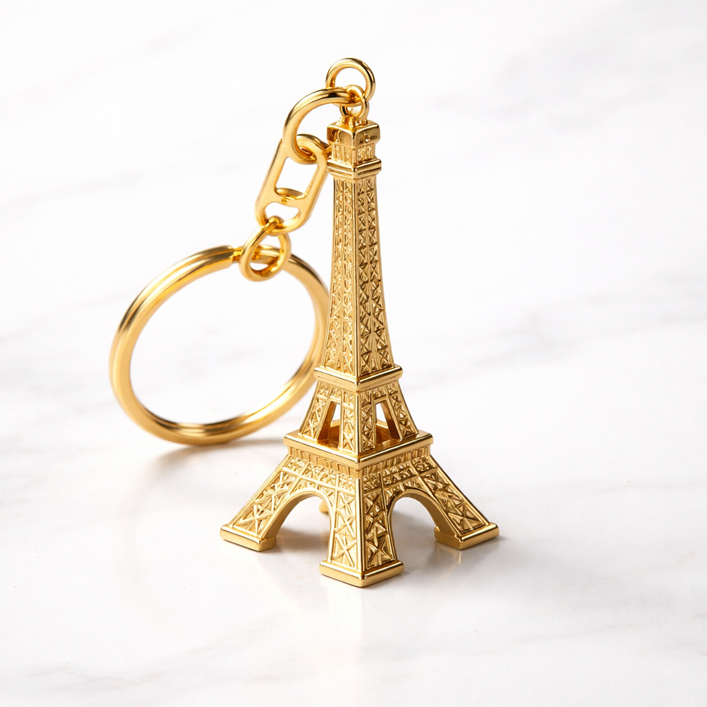 Porte-clés miniature Tour Eiffel en métal doré
