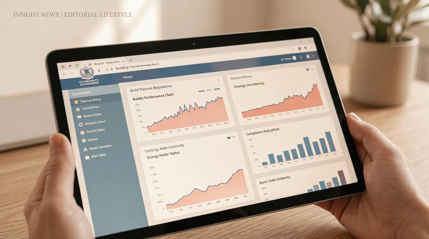 Tablet affichant dashboard gouvernemental avec graphiques thermiques