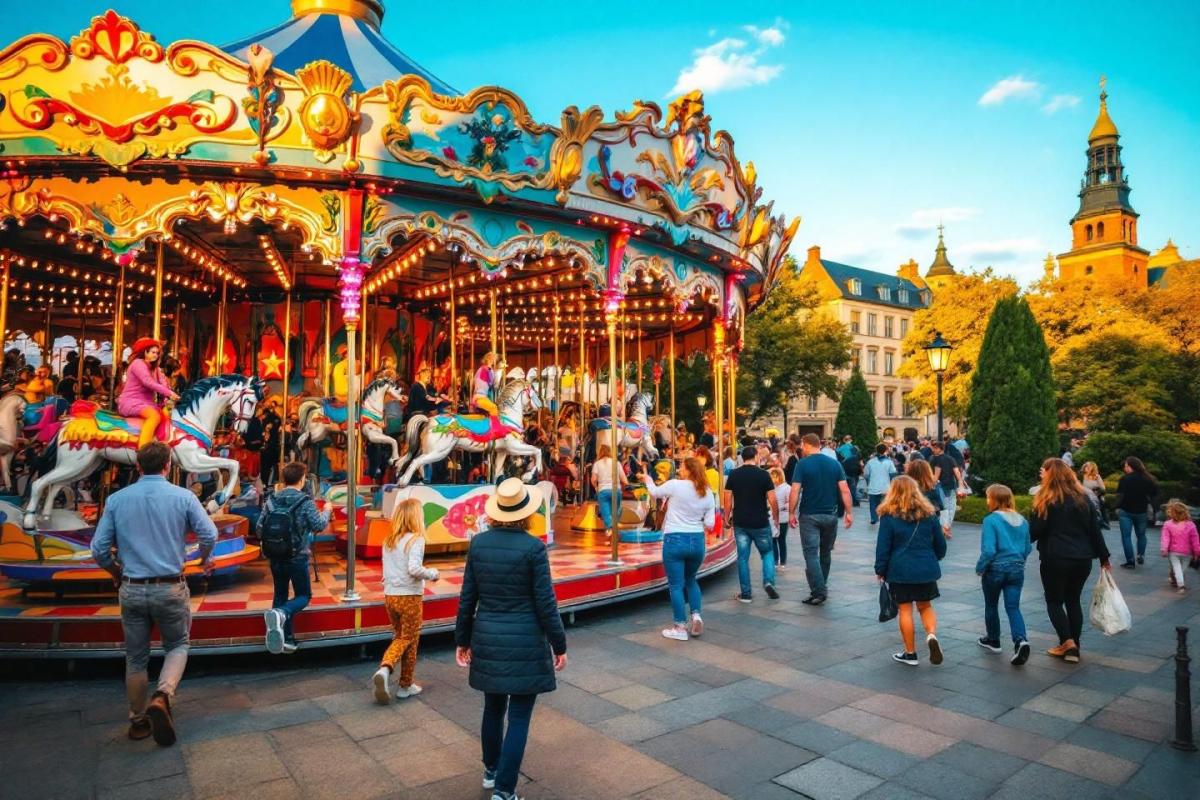 Un carrousel sur la place de l'Hôtel de Ville : attraction festive et animations