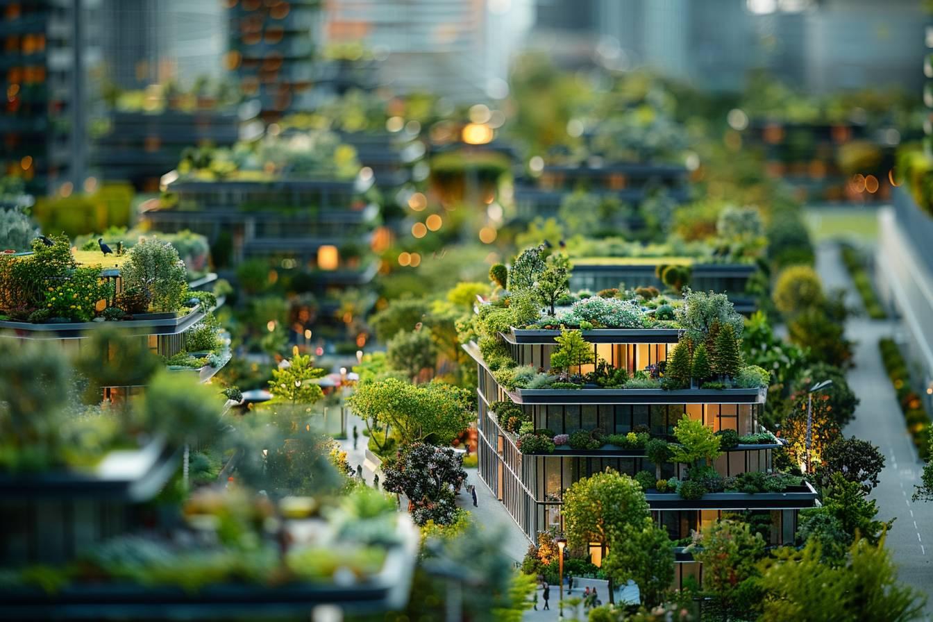 Immeubles entour&eacute;s de jardins suspendus luxuriants et fleuris